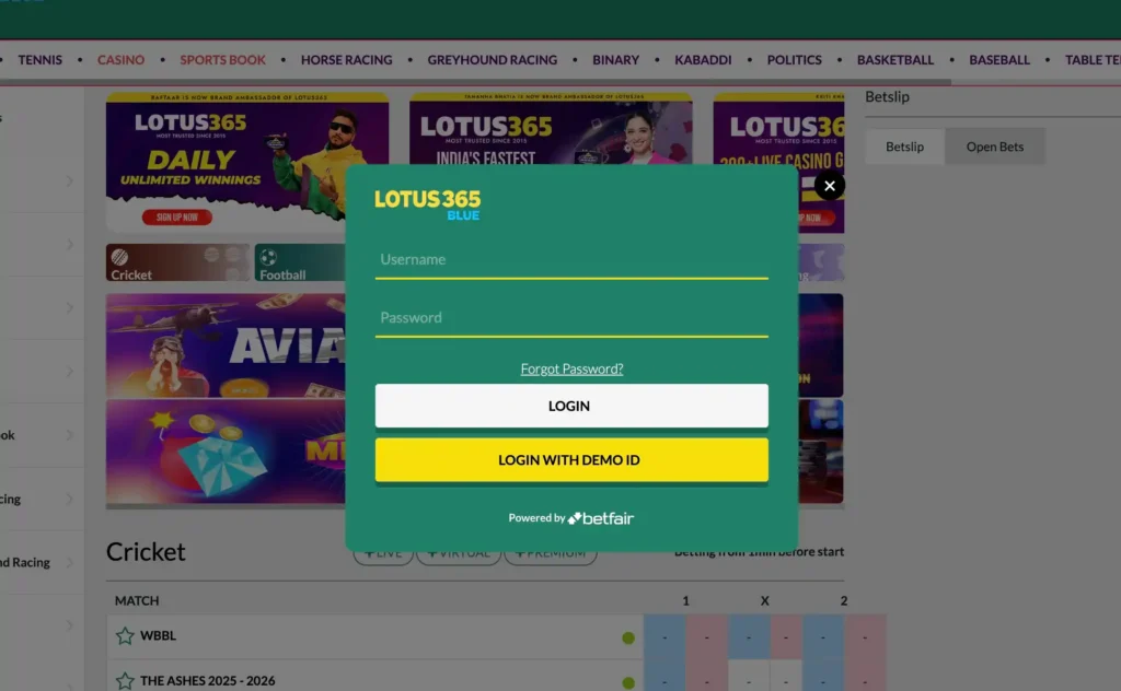 Step 2: Locate and Click the Lotus365 Login Button